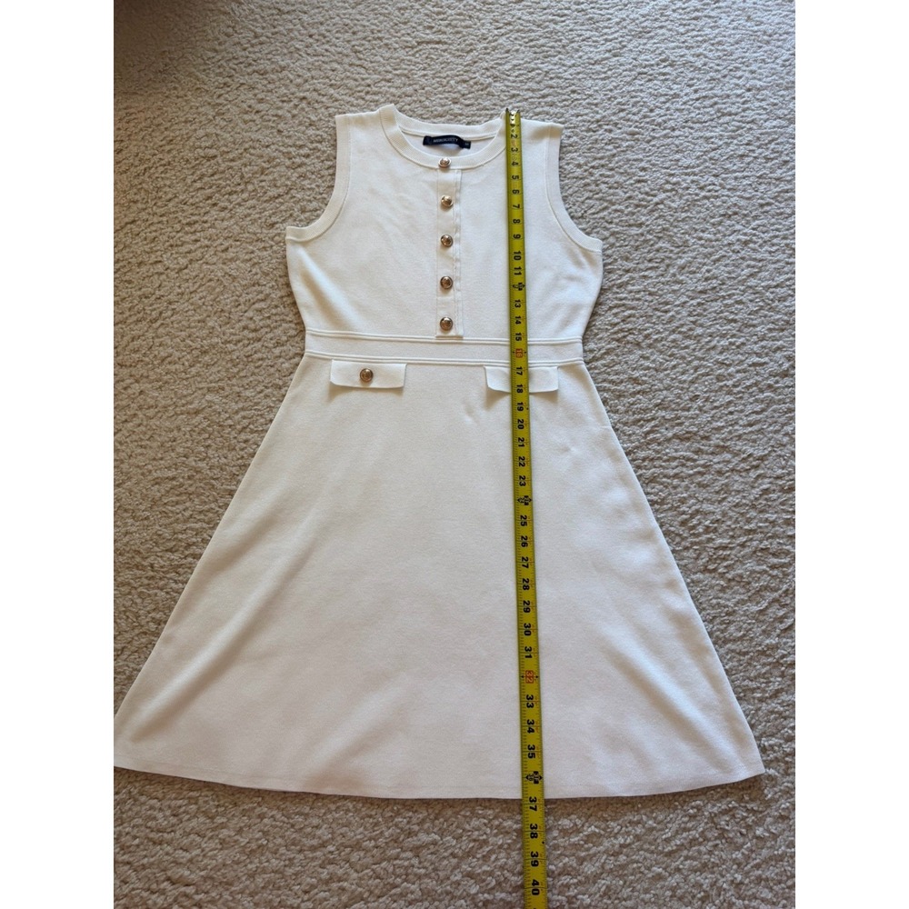 MEROKEETY Women's White Knit Sleeveless Sweater Dress With Golden Buttons Size S - Picture 14 of 16